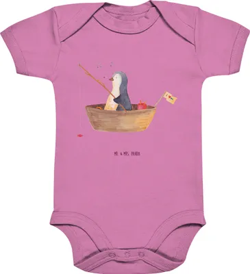 Produktbild von Mr. & Mrs. Panda Strampler Baby Pinguin Angelboot 1. - 3. Monat - Bubble Gum Pink - Geschenk, Pinguine, Kurzarmbody, Babybody, babykleidung body, Leben, Optimistisch