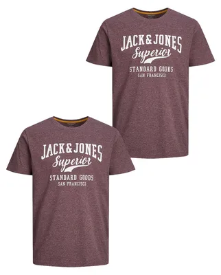 Produktbild von JACK & JONES 2-er Set T-Shirt Rundhals Logo Print Shirt Größe: S