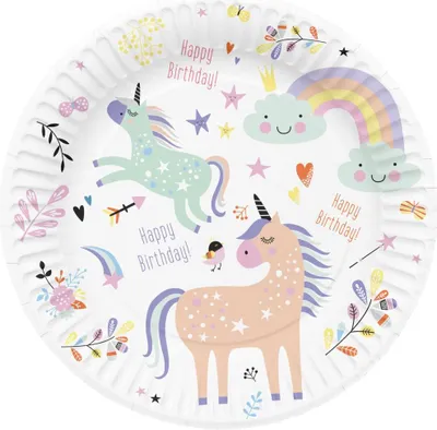 Produktbild von 8 Glady Unicorn Pappteller 23cm