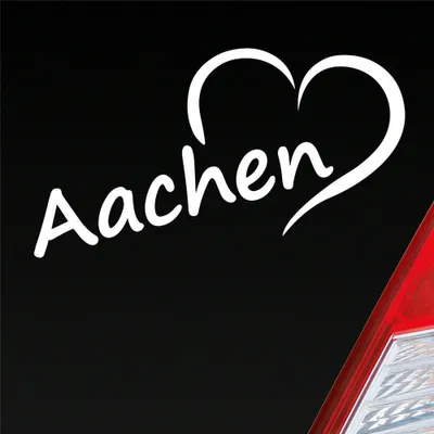 Produktbild von Auto Aufkleber Aachen Herz Stadt City Love Liebe Heart 15,5x8 cm Weiss Glanz Sticker Heckscheibenaufkleber