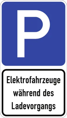 Produktbild von Dreifke® Parkplatzschild - Elektrofahrzeuge während des Ladevorgangs, Alu, 42...