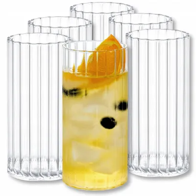 Trinkgläser gerippt, 6er Set, 300 ml, spülmaschinengeeignet