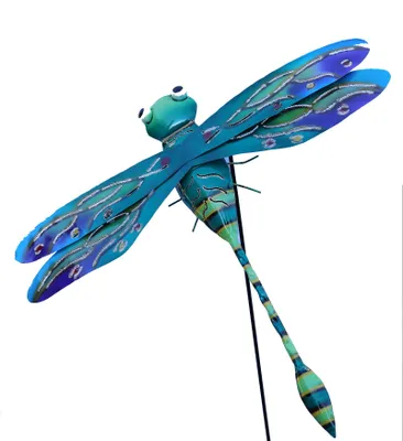 Produktbild von Gartenstecker Libelle Metall Garten Deko Stecker Figur Skulptur Schmetterling
