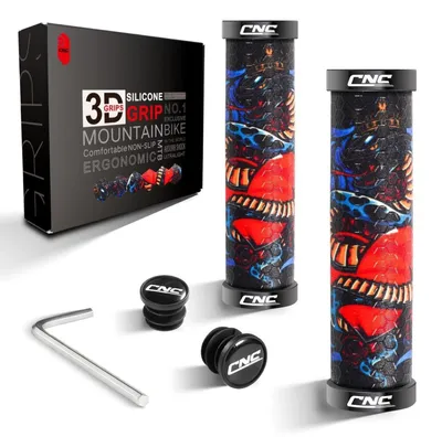 Immagine prodotto di Manopole per manubrio da mountain bike, 22 mm, in silicone, design a doppia serratura, antiscivolo e ammortizzanti