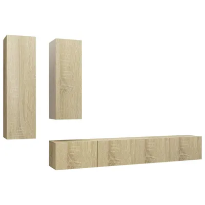 Imagen del producto de vidaXL Juego de 4 muebles para televisión, estilo Sonoma, en madera contrachapada