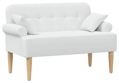 Image de vidaXL Canapé deux places capitonné blanc 120 x 65 x 79 cm en tissu