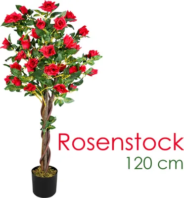 Immagine prodotto di Rosaio Rosa Pianta Artificiale con Fiorituri Rosso 120cm Bosco Naturale Decovego