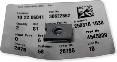 Produktbild von VOLVO XC40 C40 XC90 V60 V90 S60 S90 EX40 EC40 Federmutter OE 30622662