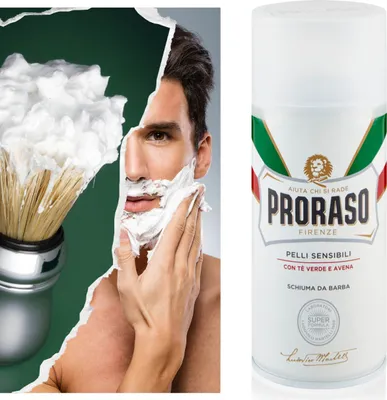Produktbild von Proraso - Rasierschaum für empfindliche Haut mit Aloe Vera und grünem Tee 300ml