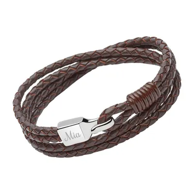 Produktbild von Lederarmband in braun 4 Stränge Haken (Länge: 38cm)