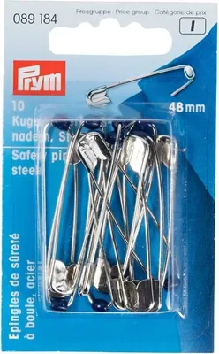 Obrázok produktu pre Zatváracie špendlíky s guličkou, č. 3, 48 mm, strieborné farby, 10 ks