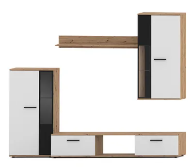 Produktbild von AX LIVING Hochwertige Wohnwand Formilo - 240 cm – Eiche Artisan Weiß