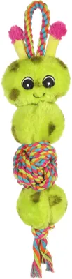 Image de Jouet pour chien Flamingo Miep balle à nœuds chenille avec corde verte