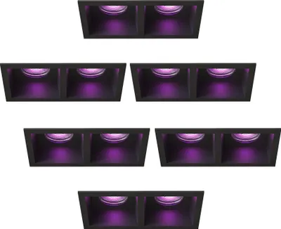 Produktbild von Ledvion - 6x Smart Einbaustrahler led schwarzes Doppelquadrat
