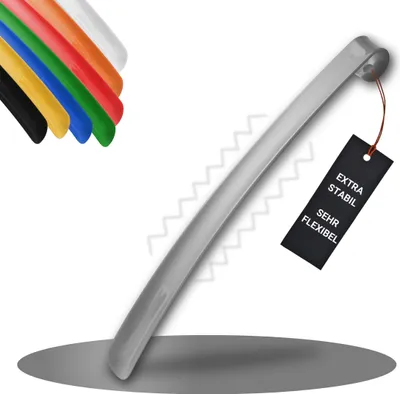 Produktbild von Schuhlöffel "Cliff" - Langer Schuhanzieher mit praktischer Öse zum Aufhängen - Ideal für Schuhe aller Art - standard-silber