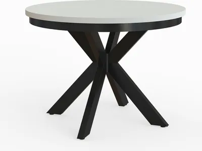 Produktbild von MEBLINI Esstisch Rund Ausziehbar aus Metall - Loft - Esszimmertisch Modern - Küchentisch - Ausziehtisch - Round Dining Table - Esszimmertische - 100-176x77cm - BAGIO - Weiß Matt/Schwarz Matt