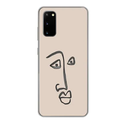 Produktbild von MuchoWow® Handyhülle Schutzhülle Hülle für Samsung Galaxy S20 Gesicht - Rosa - Strichzeichnung Silikon Softcase Handy Hülle - Bild