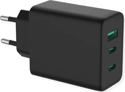 Produktbild von VALUE USB Charger mit Euro-Stecker, 3-Port (Typ-A, 2x Typ-C), 65W, GaN