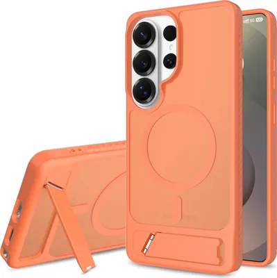 Produktbild von Magnetisch Hülle für Samsung Galaxy S26 Ultra, Transluzente Matt Stoßfeste Hülle mit Ständer, Kompatibel mit MagSafe Orange