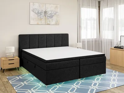 Produktbild von FEDVE Boxspringbett Schlafzimmerbett KIOTO mit 2 Bettkästen, Doppelbett mit Bonell-Matratze und Topper 140x200