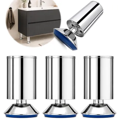 Produktbild von Verchromter Stahl 100mm höhenverstellbar 4er Set konischer Standfuß