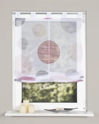 Produktbild von Home Wohnideen Schlaufenraffrollo Voile Digitaldruck Borden 140 x 60 cm Beere