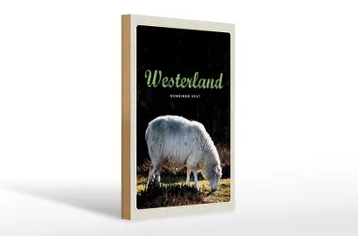 Produktbild von Holzschild Reise 20x30cm Westerland Natur Tiere Schafe Wiese