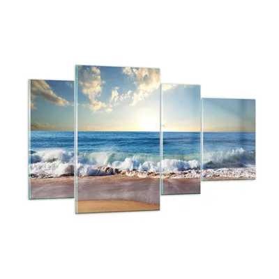 Produktbild von Bilder auf glas - Meer Ufer Wasser - 120x70cm - Glasbilder - Wandbilder - Kunstdruck - zum Aufhängen bereit - Wanddekoration aus Glas - Glas Bilder - Wandbild auf Glas - 4 Teile - GDL120x70-3551