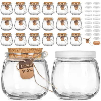 Image de Elzusha - Lot de 20 mini pots en verre de 200 ml avec couvercles