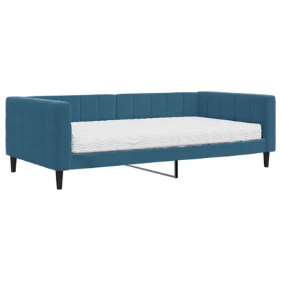 Image de vidaXL Lit de jour avec matelas bleu 100x200 cm velours