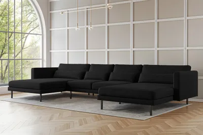 Produktbild von Wohnlandschaft U-Form Sofa AGADA in Stoff Verita Schwarz