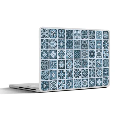 Produktbild von MuchoWow® Laptop Aufkleber Sticker Cover Blumen - Blau - Muster - Figuren 36.5x27.5 cm - Laptop-Sticker