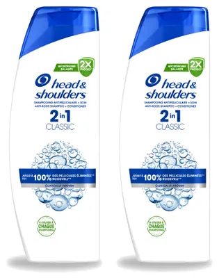 Immagine prodotto di 2 confezioni di shampoo anti-forfora 2-in-1 Head & Shoulders Classic, 400 ml ciascuna - confezione