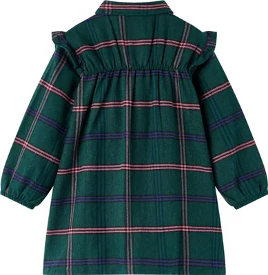 Produktbild von vidaXL Kinderkleid mit Langen Ärmeln und Rüschen Dunkelgrün 92