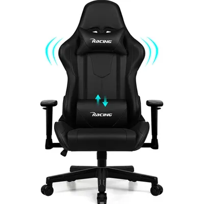 Produktbild von Adormii Gaming Stuhl Bürostuhl Schreibtischstuhl Ergonomischer Gaming Sessel mit Fußstütze und Lordosenstütze, Wippfunktion90°-170°, Schwarz
