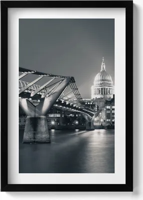 Produktbild von Schwarz-weiße Stadtlandschaft– Wandbild mit Rahmen – Gerahmtes Bild  – Wanddekoration – 40x60 cm –  Schwarz