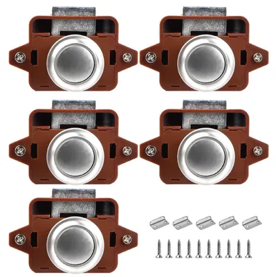 Image de 5 boutons-poussoirs de verrouillage pour portes de meubles