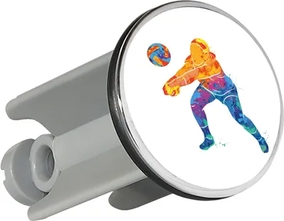Produktbild von Huuraa Waschbeckenstöpsel Volleyballerin bunte Silhouette 4cm höhenverstellbar Abflussstopfen Geschenkidee