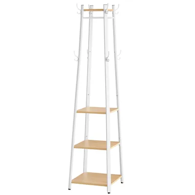 Produktbild von VASAGLE Garderobenständer mit 3 Ablagen, 8 Haken, 43x43x180 cm-080W09