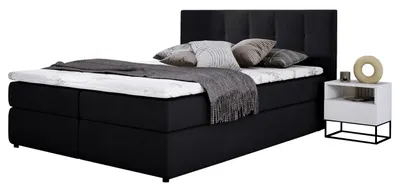 Produktbild von E-ZIMPAZ Boxspringbett 140x200 MALMO mit Schlaffunktion, 2 Bettkästen, Topper & Bonellfederkern, Hotelbett mit Matratze Schwarz SORO 100