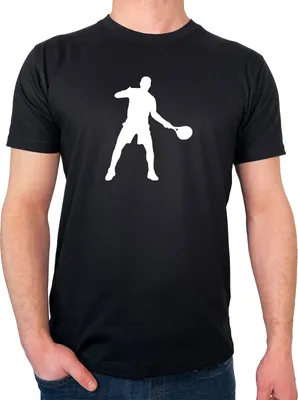 Produktbild von Huuraa Herren T-Shirt Tennis Silhouette L Black  Baumwolle Fairtrade Herrenshirt Geschenkidee