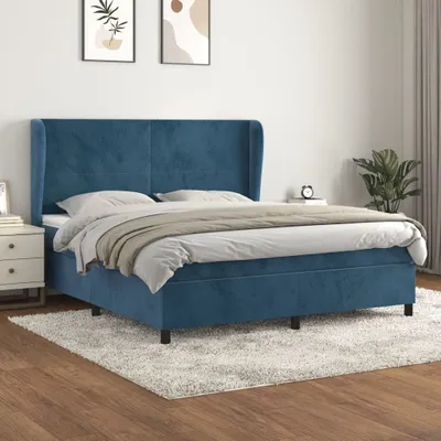 Produktbild von Boxspringbett mit Matratze Dunkelblau 180x200 cm Samt