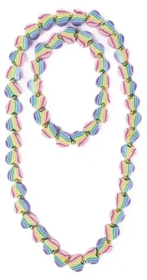 Produktbild von Kinder Halskette Armband Set Herz der Farben mit Regenbogenperlen