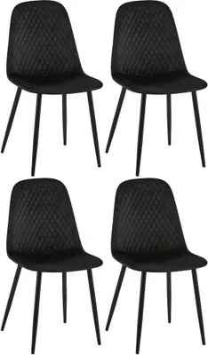 Produktbild von CLP 4er Set Stühle Giverny mit Ziernähten schwarz Material Samt