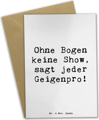 Produktbild von Mr. & Mrs. Panda Grußkarte Spruch Geige Bogen - Weiß - Geschenk, Musiker, dankeskarten, babykarte, Instrument, Kammermusik, Violinist, Folklore, Musik, Lernen, Orchester