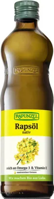Produktbild von Rapunzel 1002020, Rapsöl, 500 ml, Glasflasche, Kochen, Rapsöl nativ* *kontrolliert biologischer Anbau, Vor Licht und Wärme schützen.