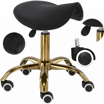 Produktbild von Kosmetikhocker Friseurhocker Rollhocker Drehhocker - Rund, Höhenverstellbar, Schwarz