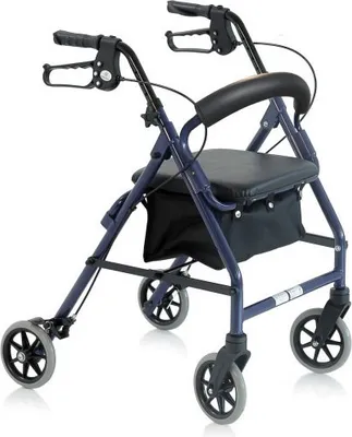 Productafbeelding van Moretti Opvouwbare rollator - Aluminium met stoffen zitje - Blauw/Zwart