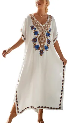 Produktbild von Solidchoice – Bestickter Strandkleid im Kaftan-Stil für Damen, in großen Größen