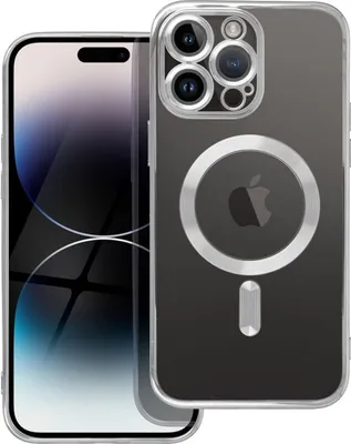 A clear product shot of an iPhone case with a phone behind it.